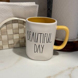Rae Dunn Beautiful Day Ceramic Mug - White and Yellow